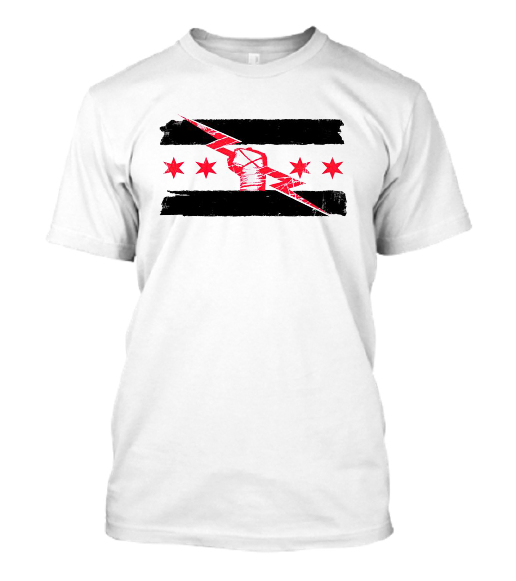 CM Punk AEW Chicago Flag Lightning Fist T-Shirt