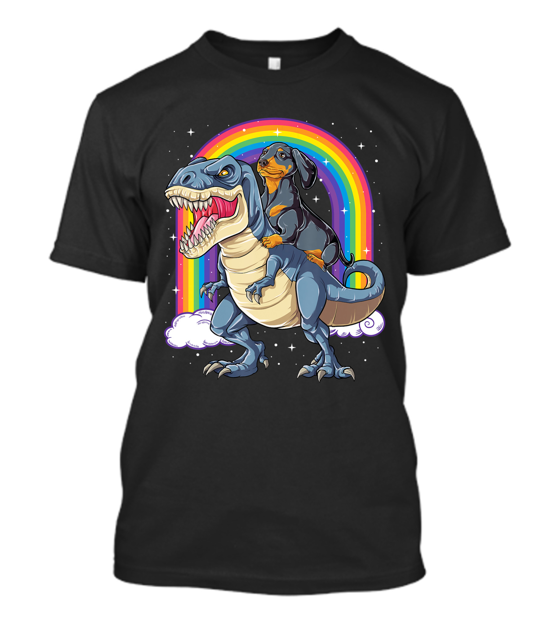 Dachshund Riding Dinosaur Rex T-Shirt