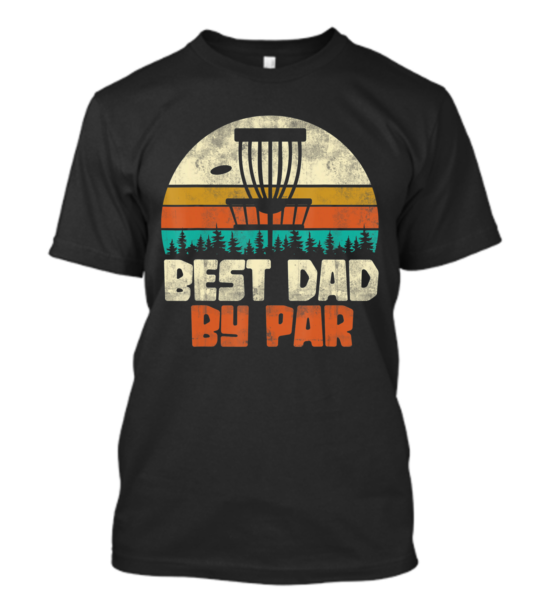 Best Dad By Par Vintage Disc Golf Forest Scene T-Shirt