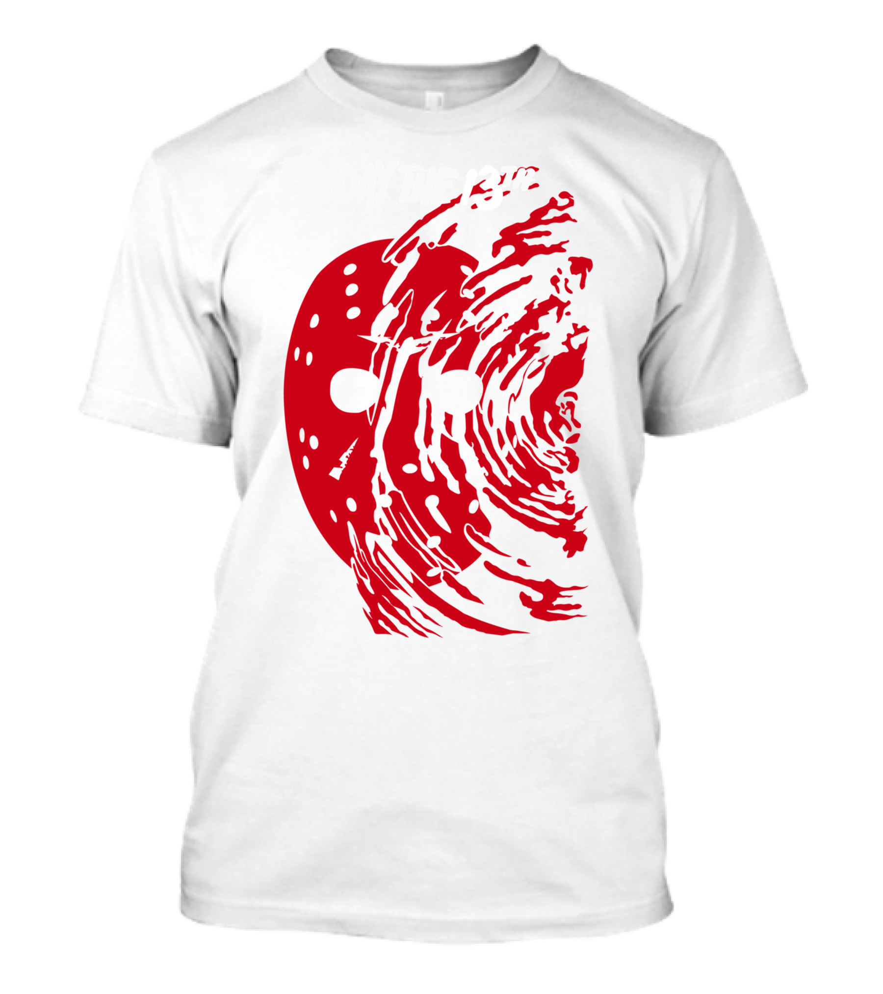 Friday The 13th Jason Mask Horror Movie Iconic Red Swirl T-Shirt