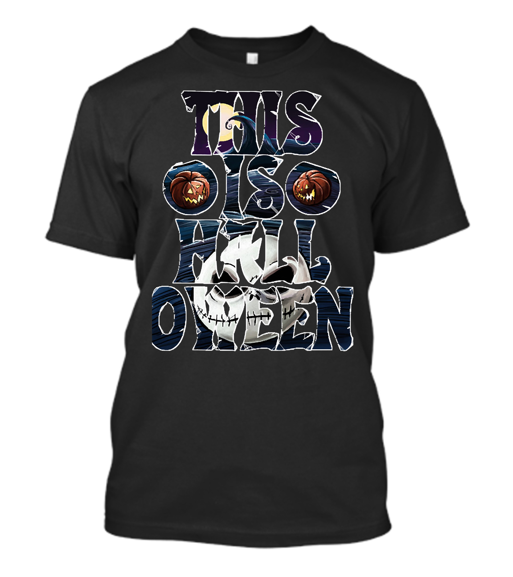 This Is Halloween Pumpkin And Moon Jack Skellington Face T-Shirt
