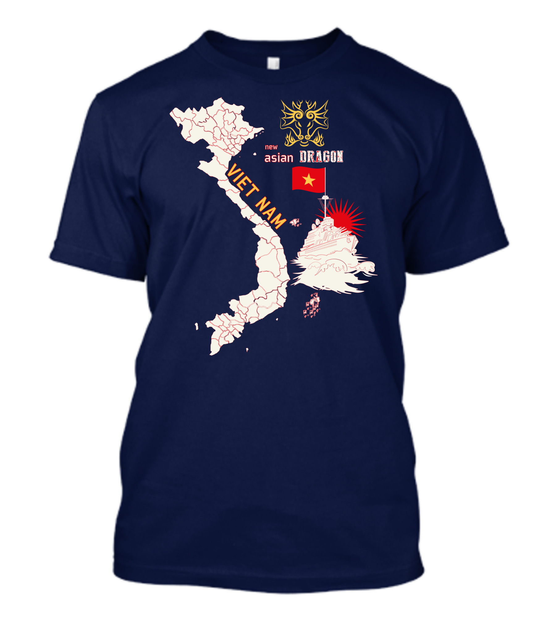 Viet Nam Map New Asian Dragon Flag Ship T-Shirt