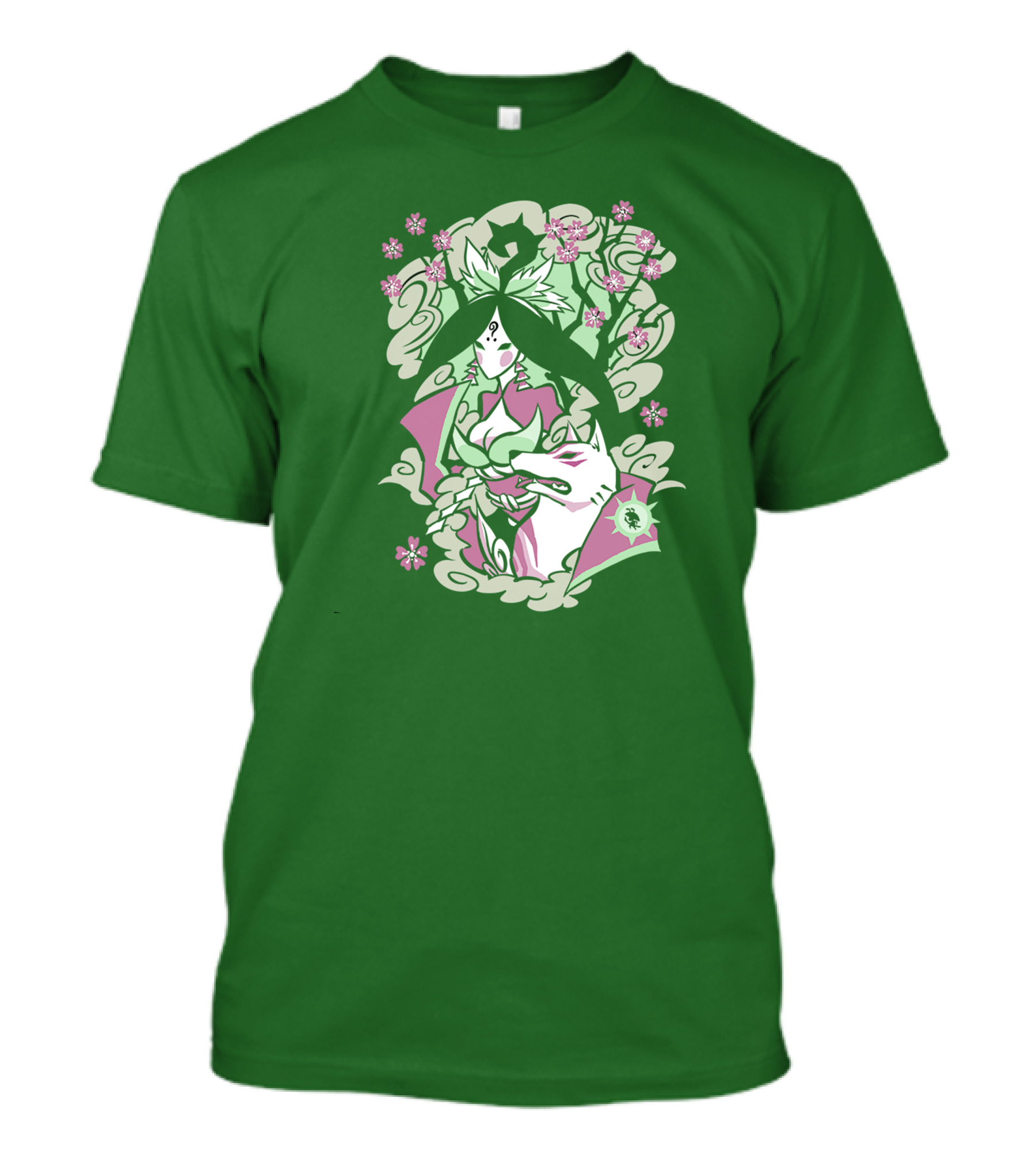 Okami Merch Amaterasu And Cherry Blossoms T-Shirt