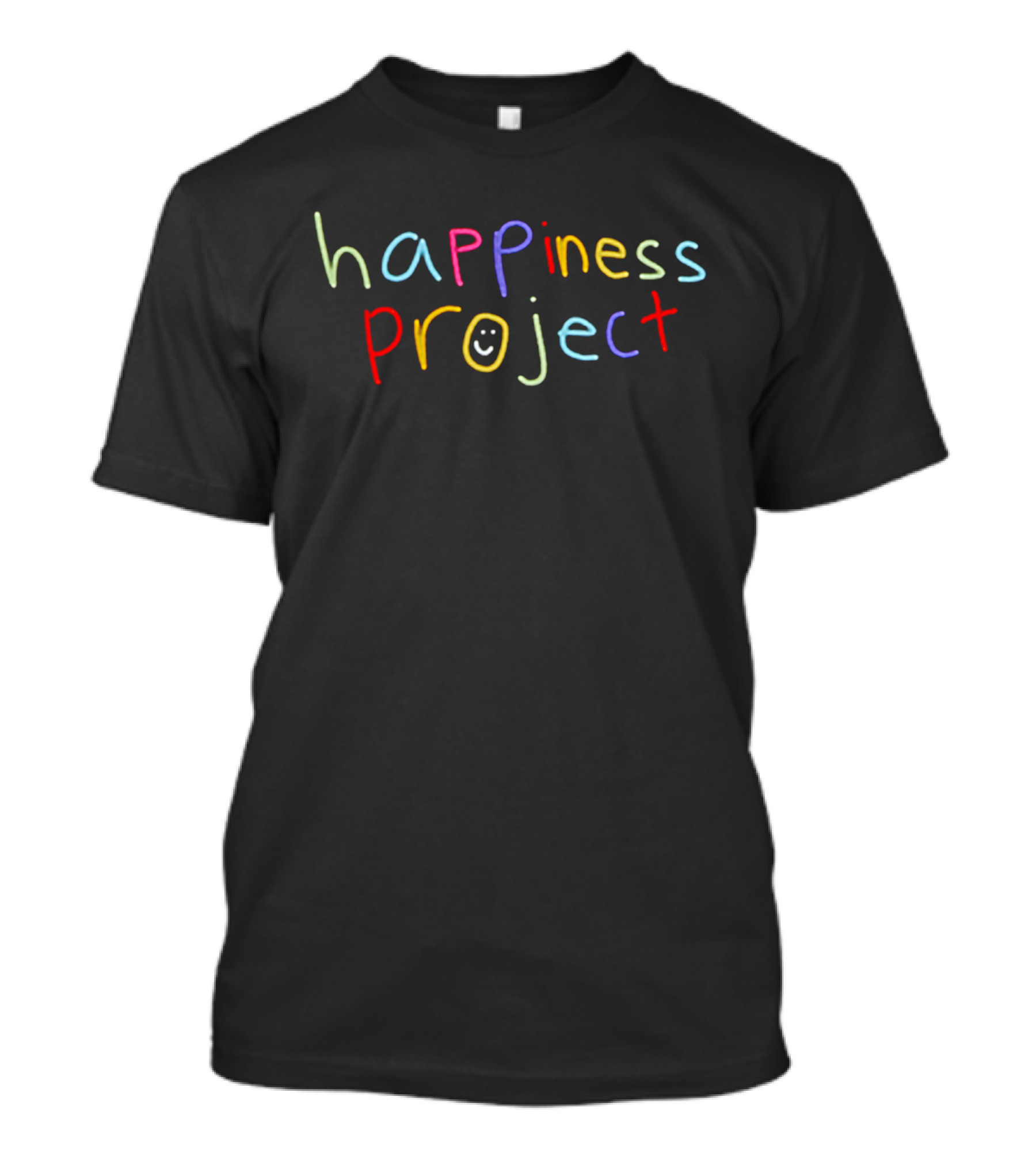 Happiness Project Multicolor Smiley Face Text T-Shirt