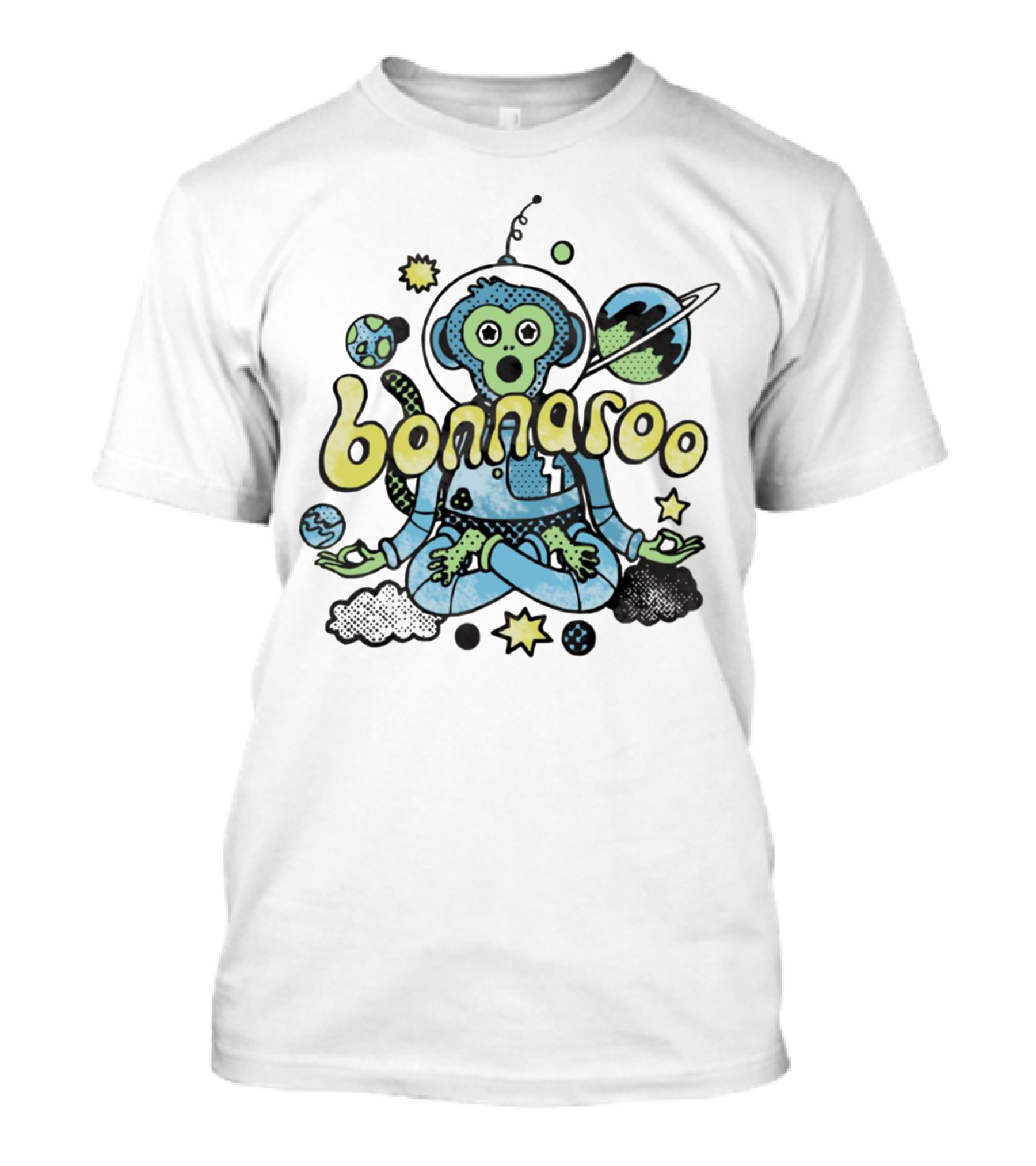 Bonnaroo Cosmic Astronaut Monkey Meditation Planet Space Exploration T-Shirt