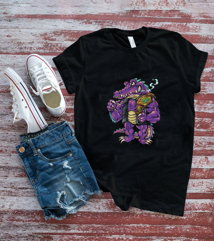 Agent Agent Crocodile Champion Smoking Purple T-Shirt