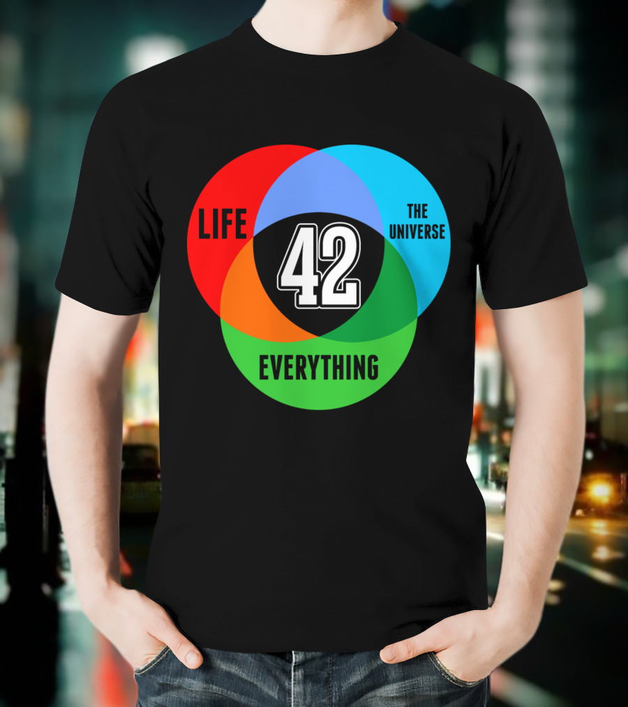 LIFE THE UNIVERSE EVERYTHING 42 SCIENCE VENN DIAGRAM T-Shirt