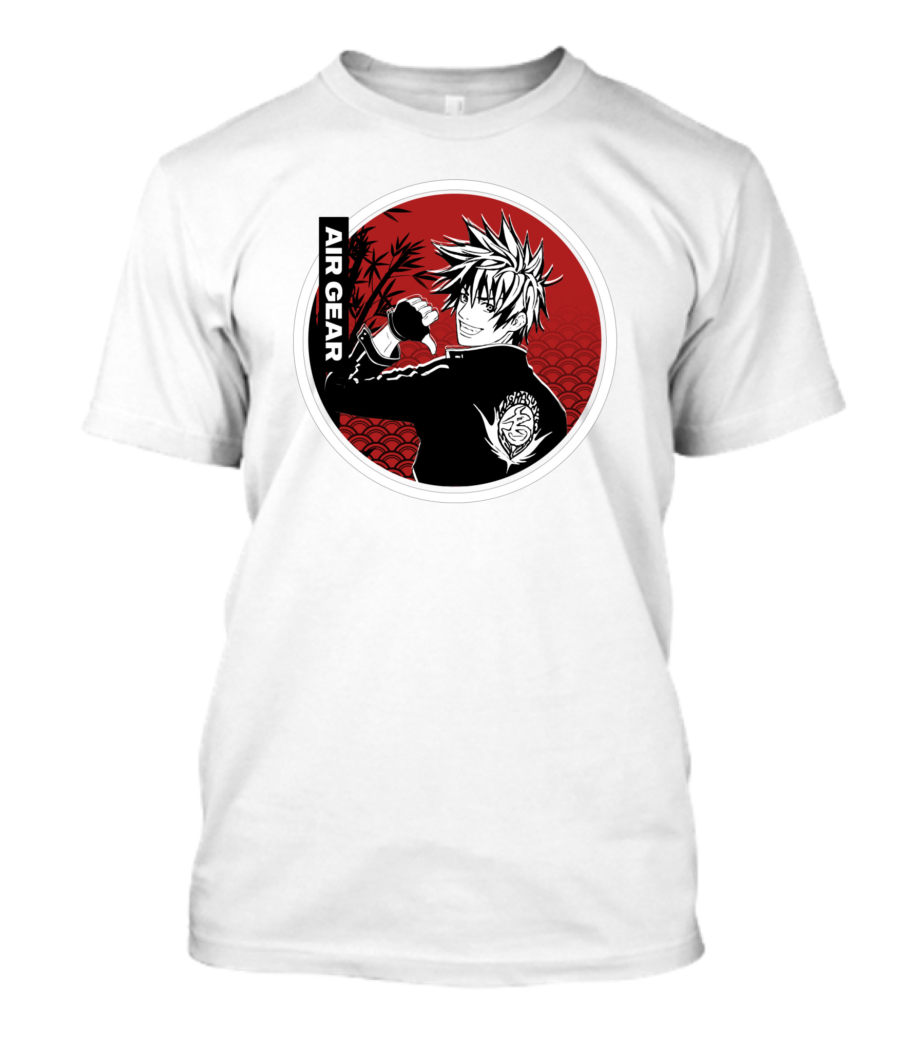 Air Gear Anime Character In Red And Black Circle With Bamboo Background T-Shirt