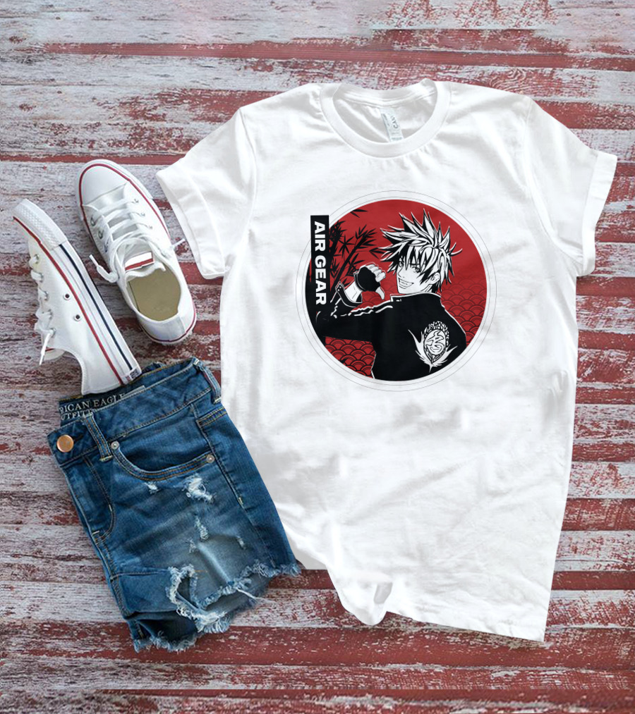 Air Gear Anime Character In Red And Black Circle With Bamboo Background T-Shirt