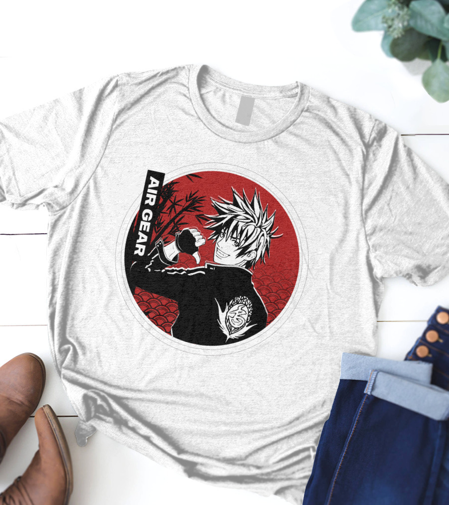 Air Gear Anime Character In Red And Black Circle With Bamboo Background T-Shirt