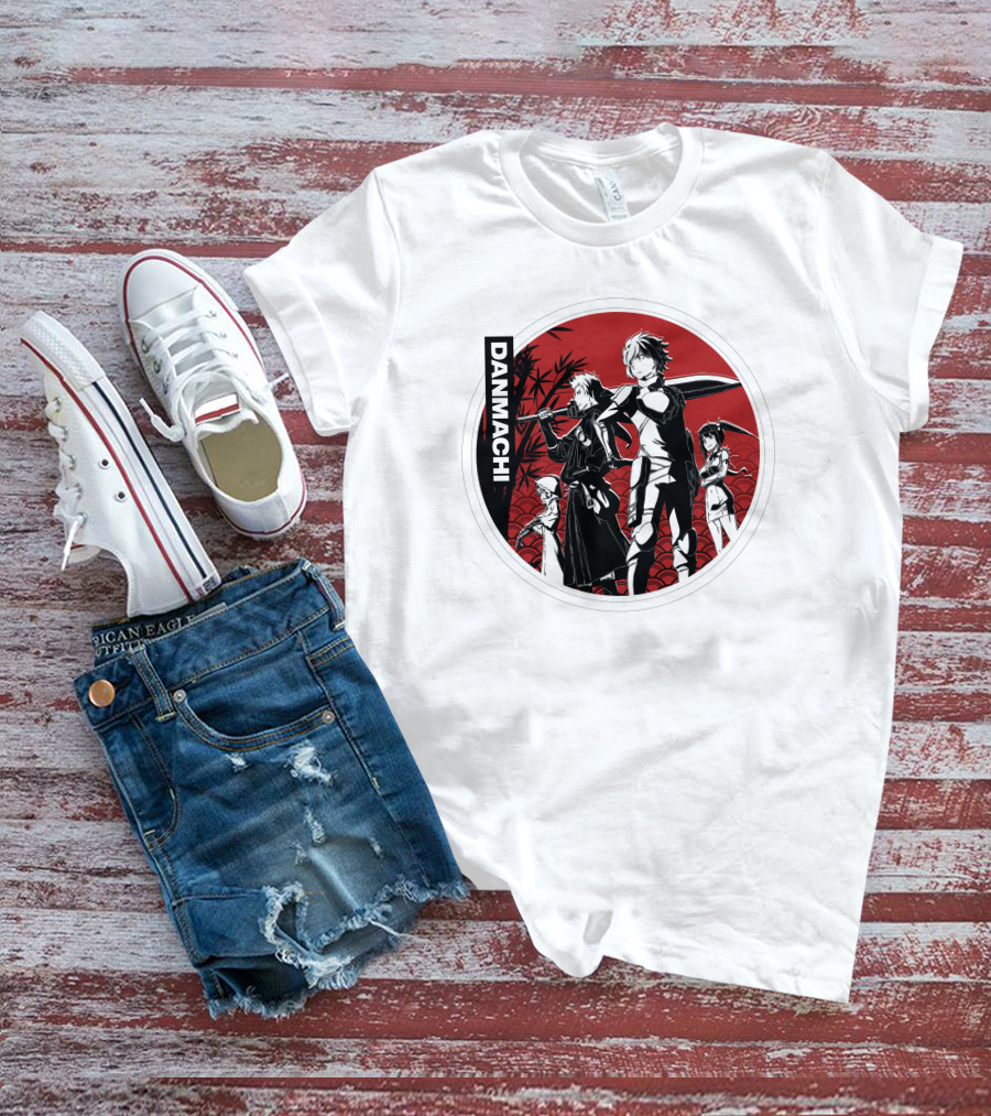 Danmachi Anime Characters Black And White Silhouettes T-Shirt