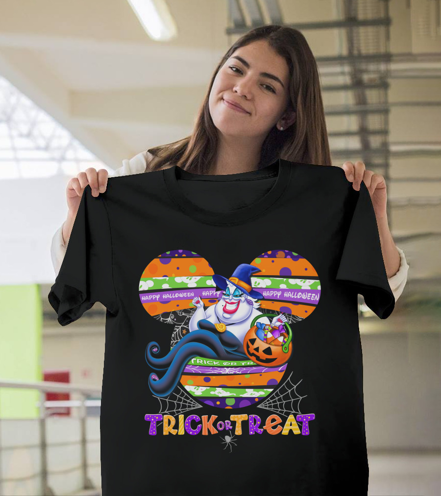 Ursula Halloween Trick Or Treat Mickey Pumpkin Happy Halloween T-Shirt