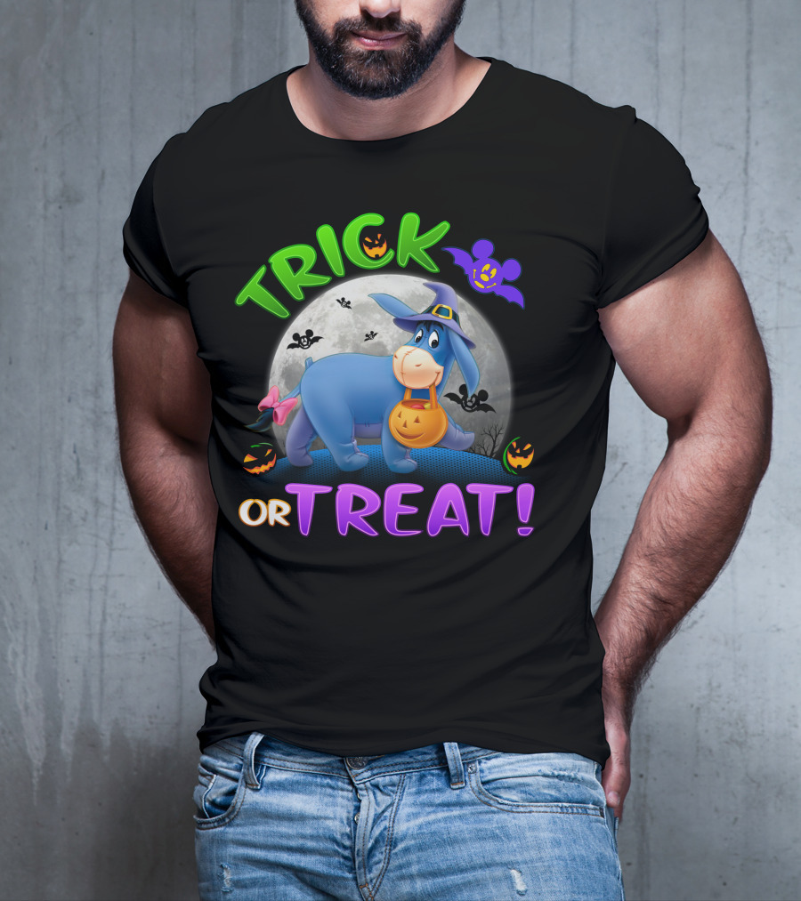 Eeyore Trick Or Treat Halloween Moon Bat Pumpkins T-Shirt