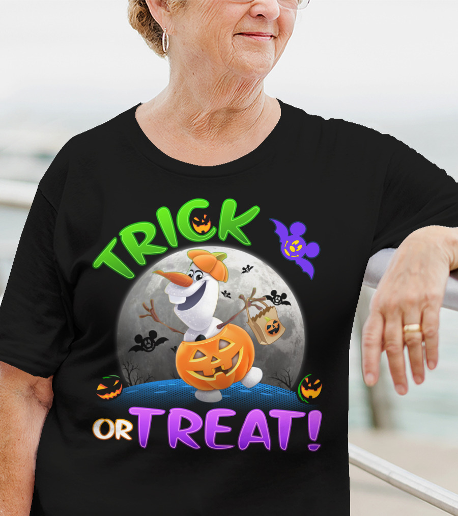 Trick Or Treat Halloween Olaf Pumpkin Moon T-Shirt