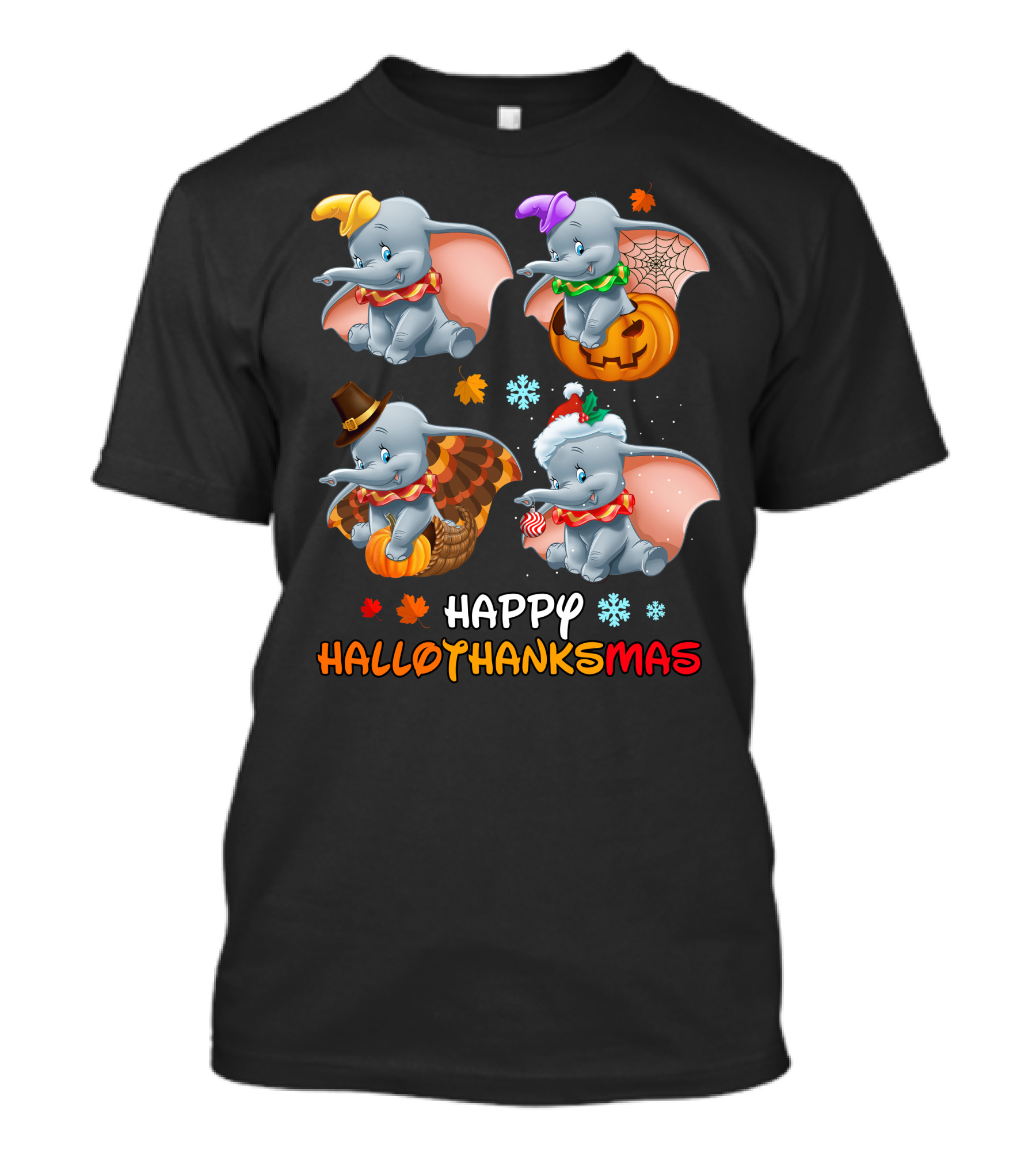 Happy Hallothanksmas Dumbo Holiday Theme T-Shirt