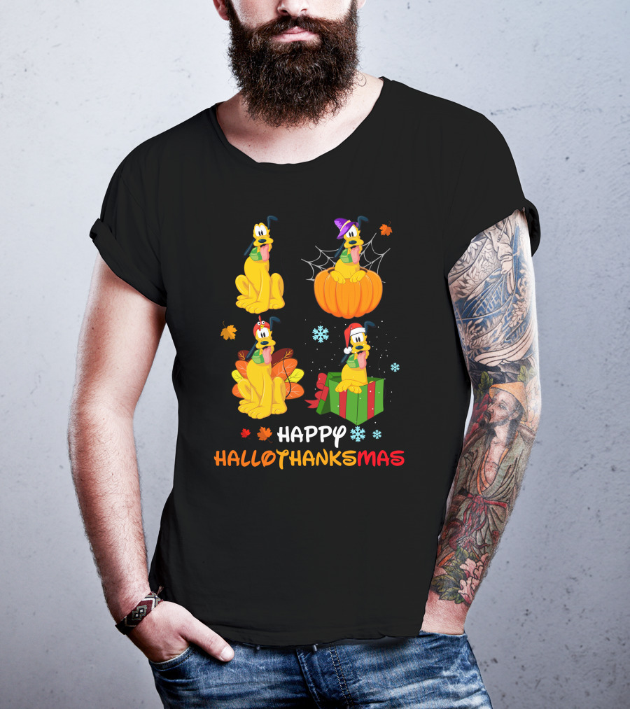 Happy Hallothanksmas With Pluto Seasonal Festivities T-Shirt