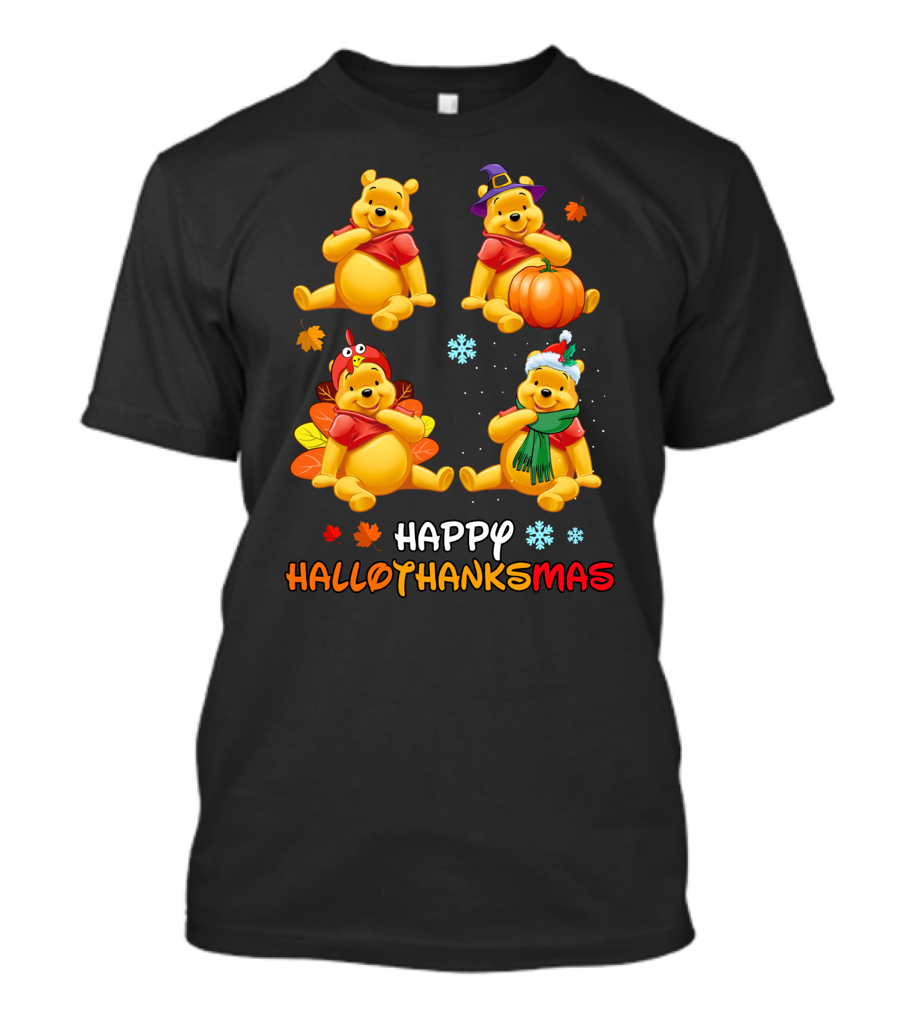Pooh Happy Hallothanksmas With Seasonal Costumes And Decorations T-Shirt