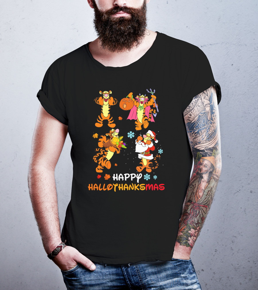 Happy Hallothanksmas Tigger Disney Holiday Crossover T-Shirt