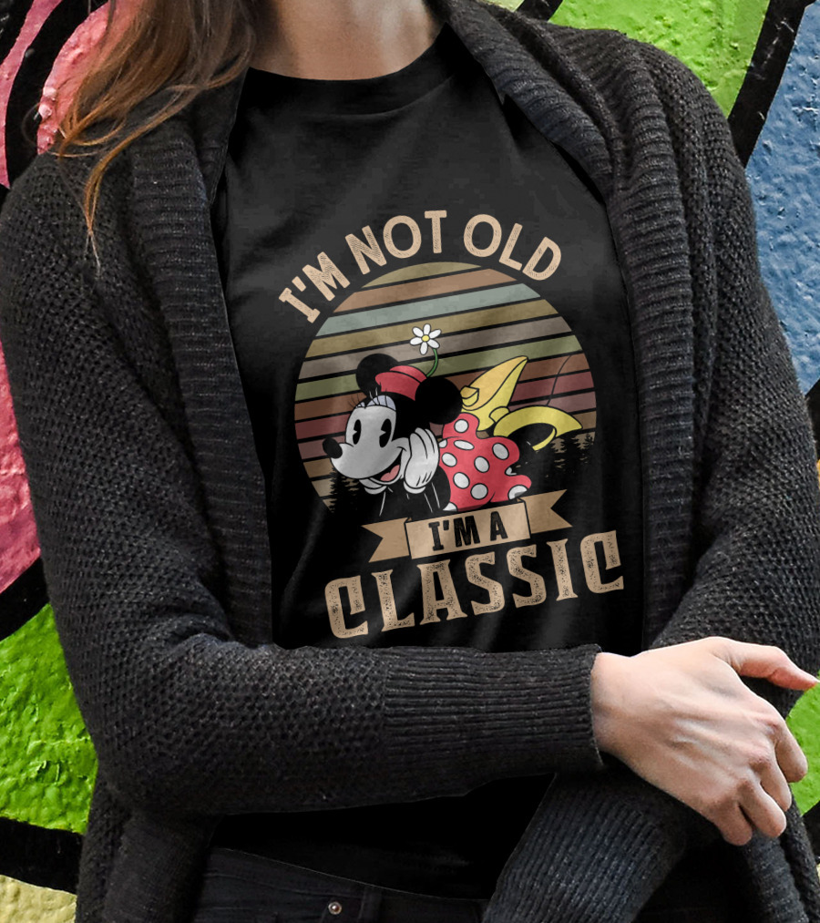 I'm Not Old I'm A Classic Minnie Mouse Retro Vintage Stripes T-Shirt