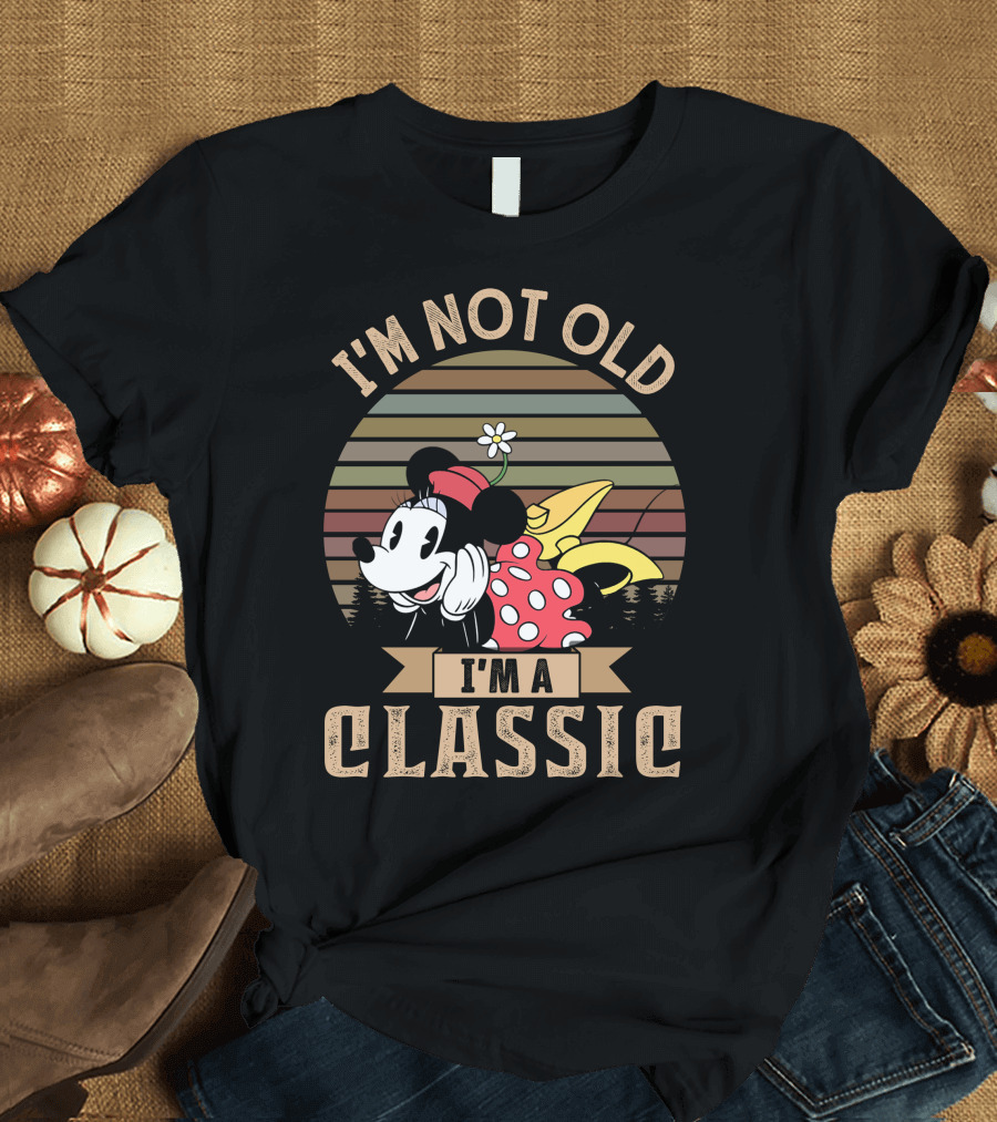 I'm Not Old I'm A Classic Minnie Mouse Retro Vintage Stripes T-Shirt