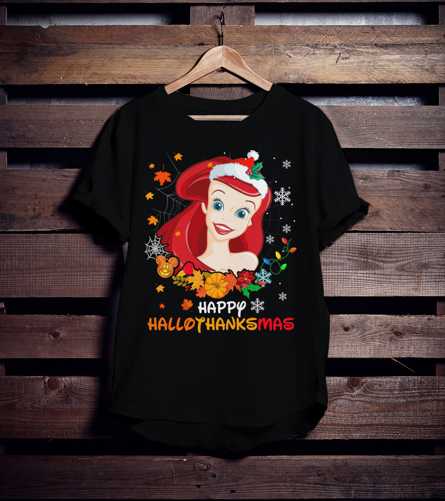 Happy Hallothanksmas Ariel Holiday Mashup T-Shirt