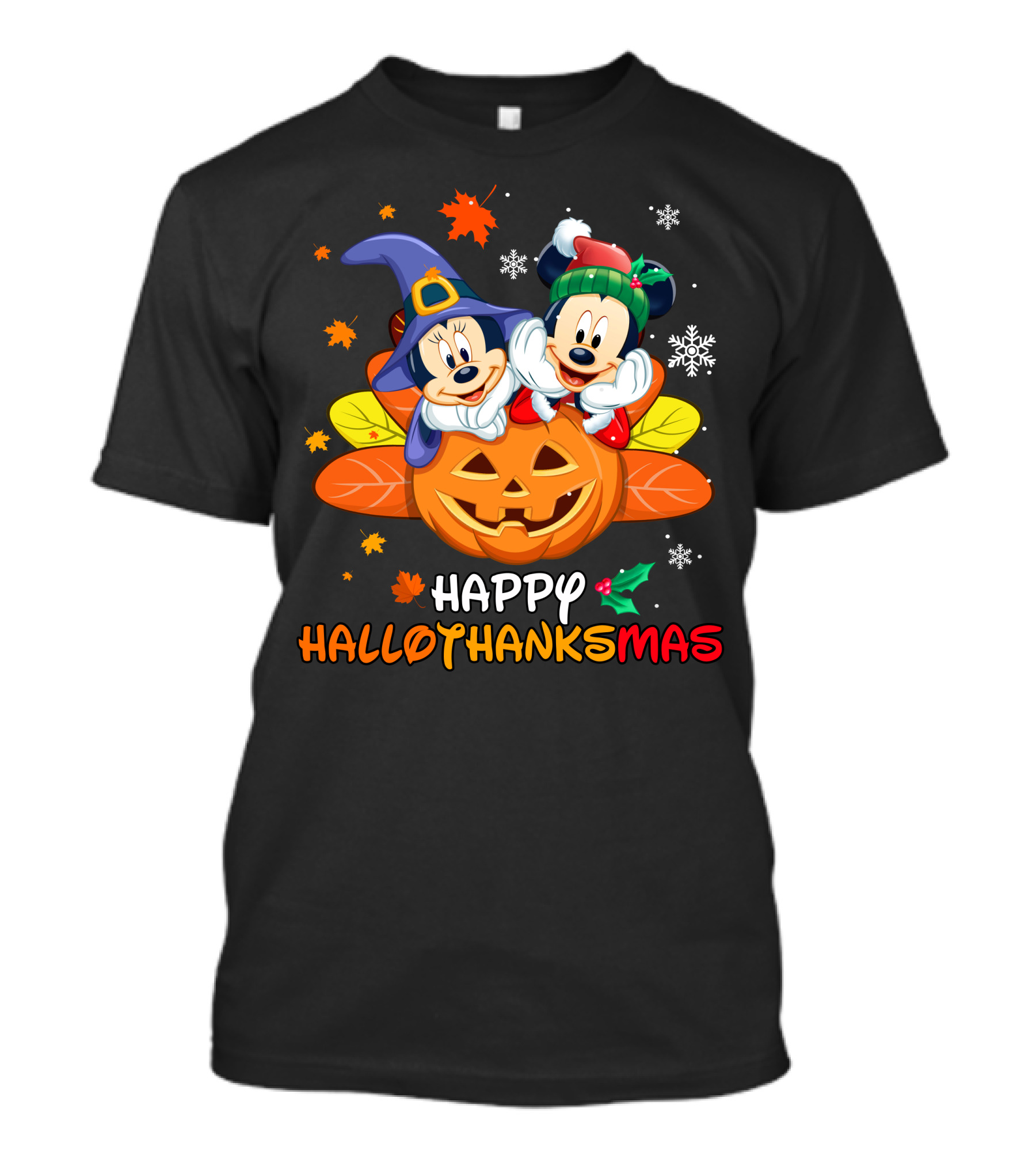 Happy Hallothanksmas Mickey And Minnie T-Shirt