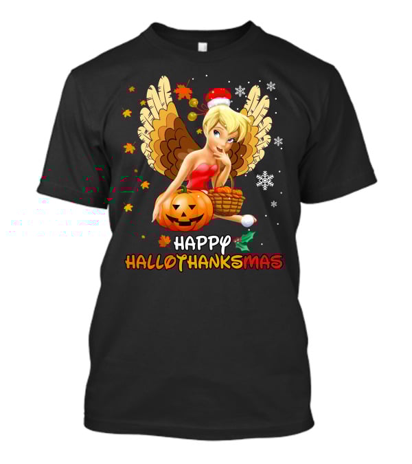 Hallowthanksmas Tinker Bell Halloween Thanksgiving Christmas T-Shirt