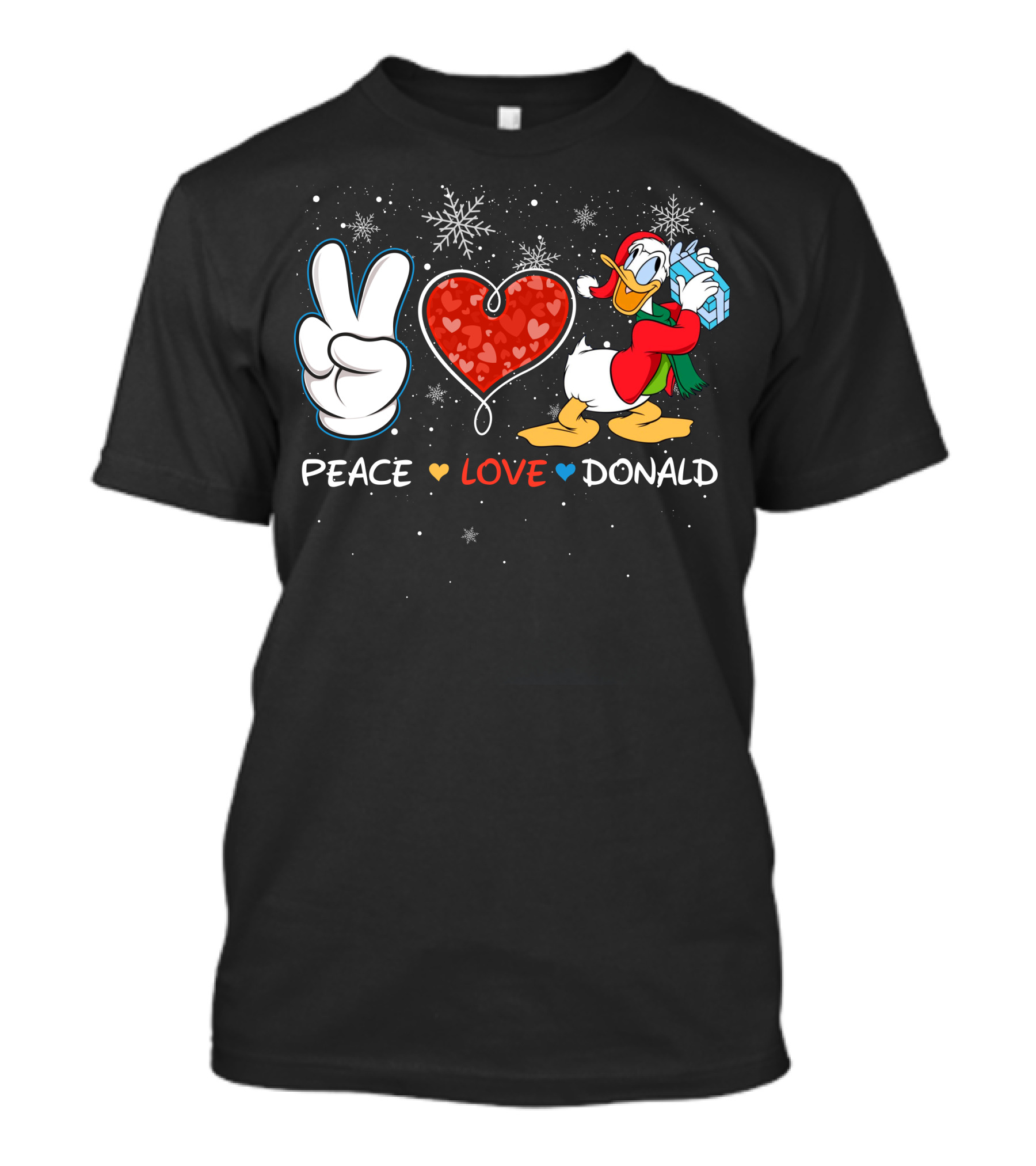 Peace Love Donald Duck Christmas Gift Snowflakes T-Shirt