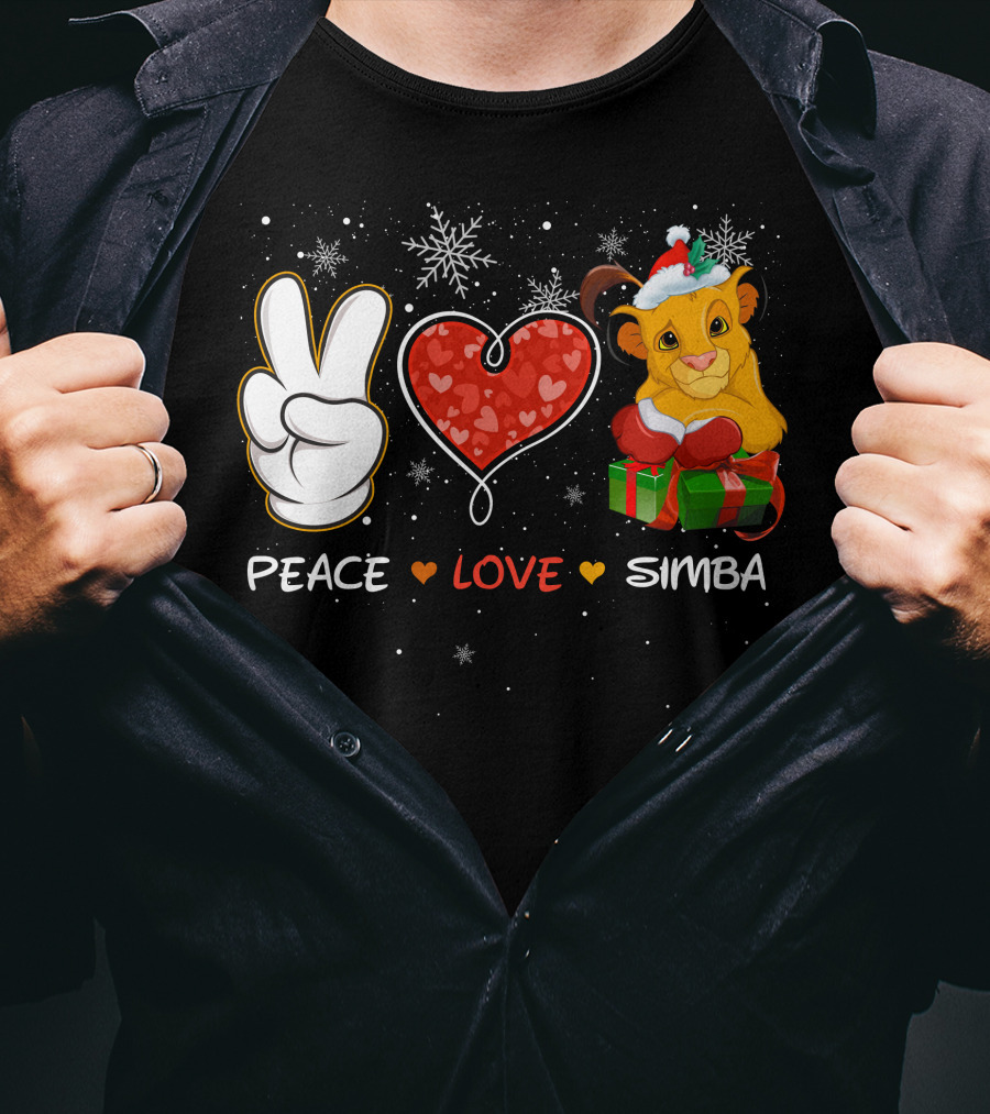 Peace Love Simba Christmas Gift Snowflakes T-Shirt