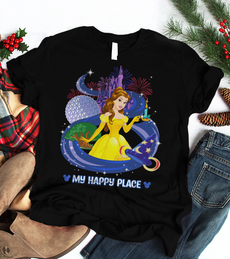 My Happy Place Belle Castle Magic Spell Tower Celebration T-Shirt
