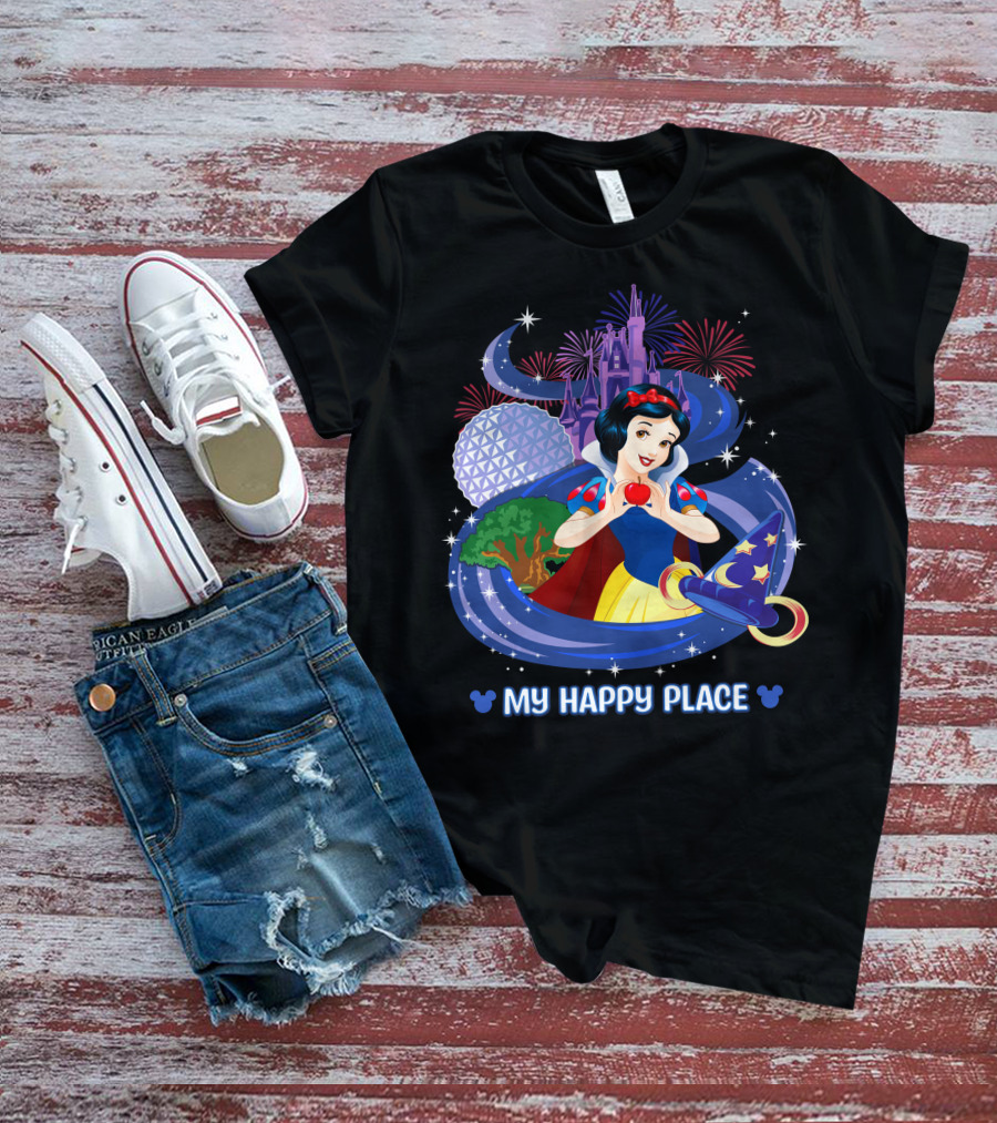 Snow White My Happy Place Disney Magic Kingdom Epcot Fireworks Sorcerer Hat T-Shirt