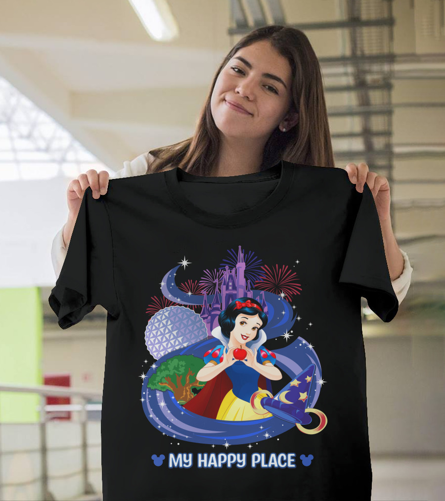 Snow White My Happy Place Disney Magic Kingdom Epcot Fireworks Sorcerer Hat T-Shirt