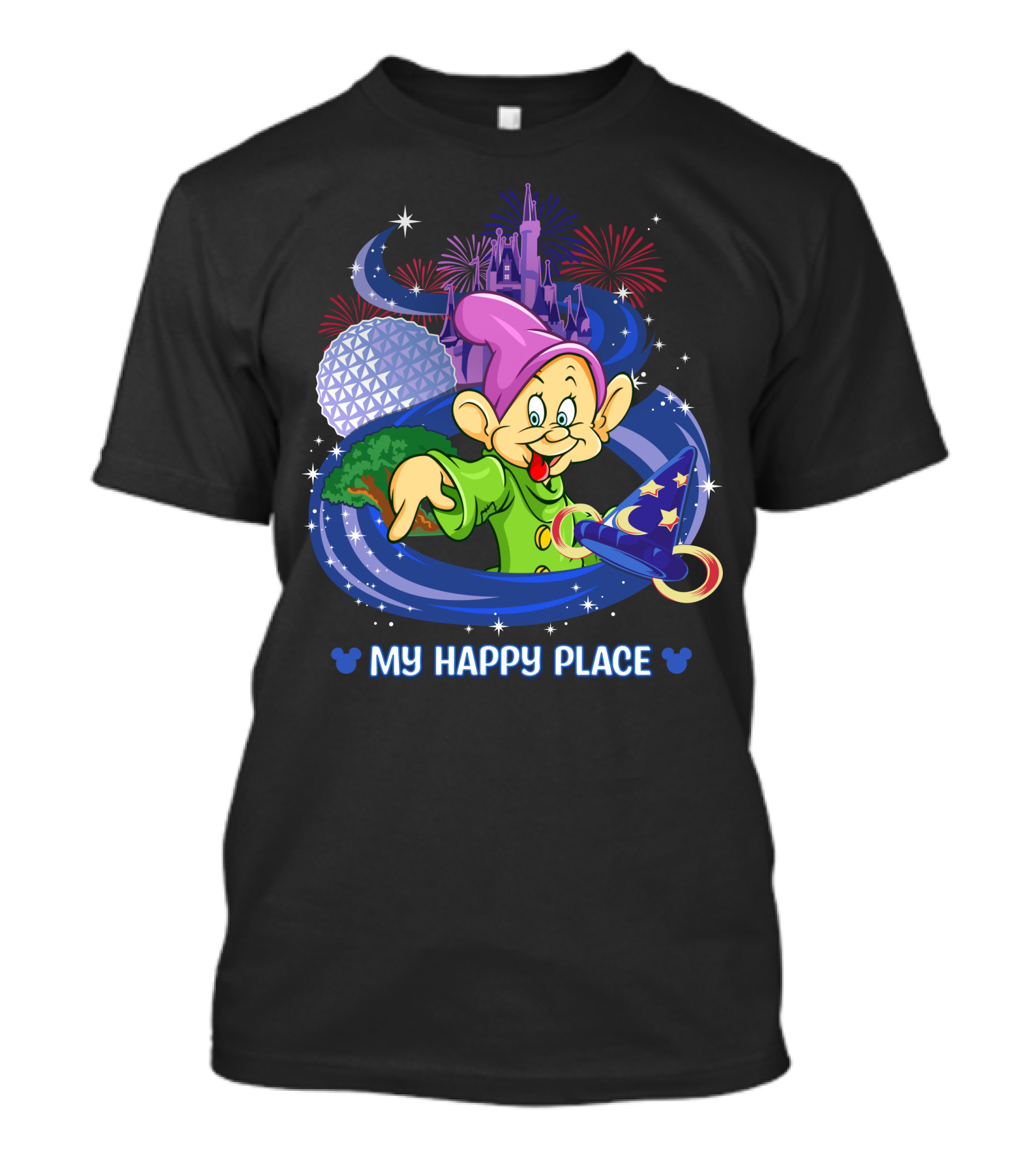 My Happy Place Dopey Castle Fireworks Magic Hat T-Shirt