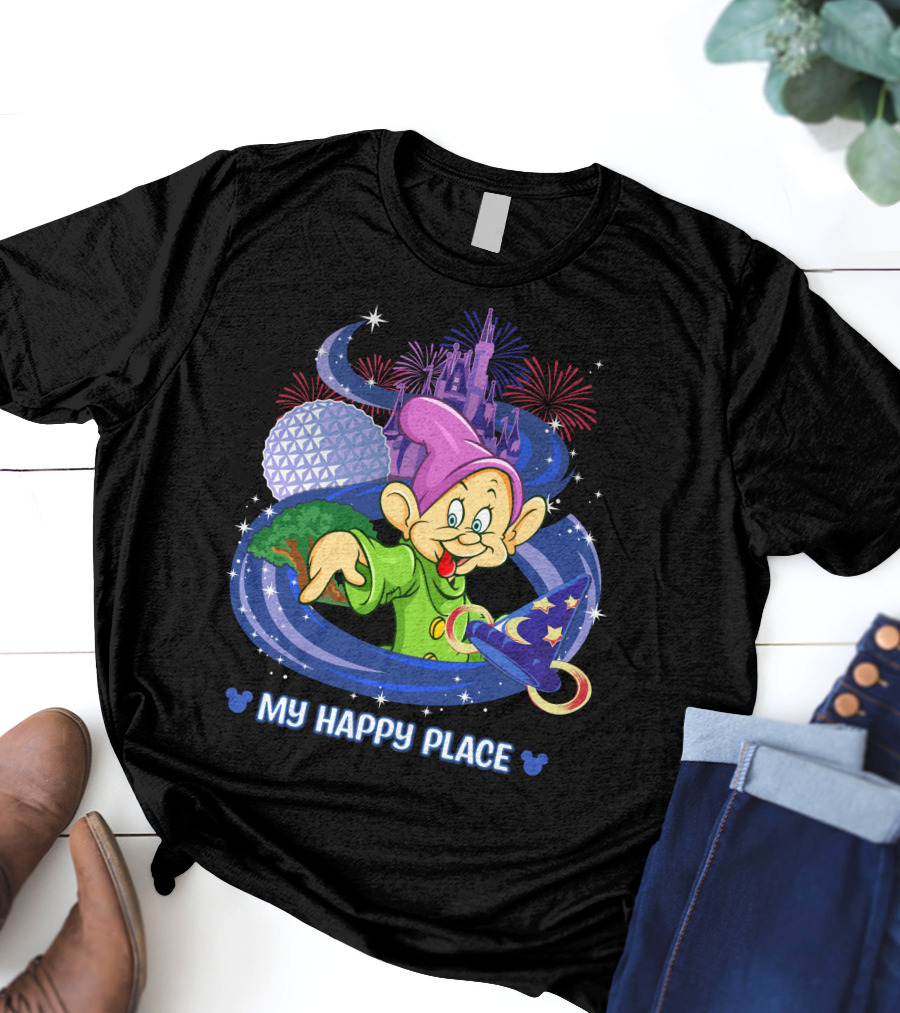 My Happy Place Dopey Castle Fireworks Magic Hat T-Shirt