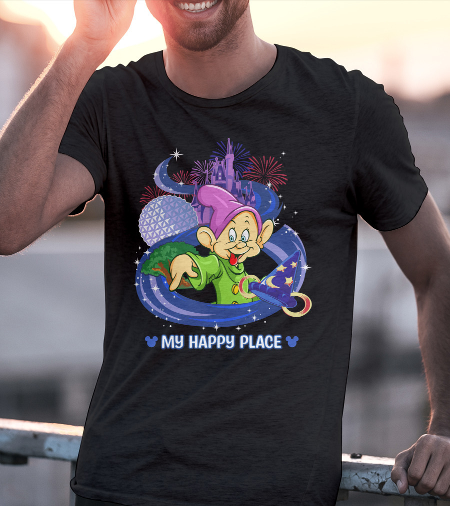 My Happy Place Dopey Castle Fireworks Magic Hat T-Shirt