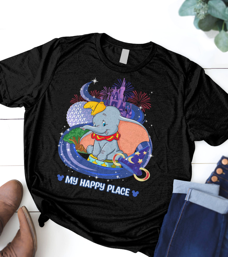 My Happy Place Dumbo Castle Magic Hat Icons T-Shirt