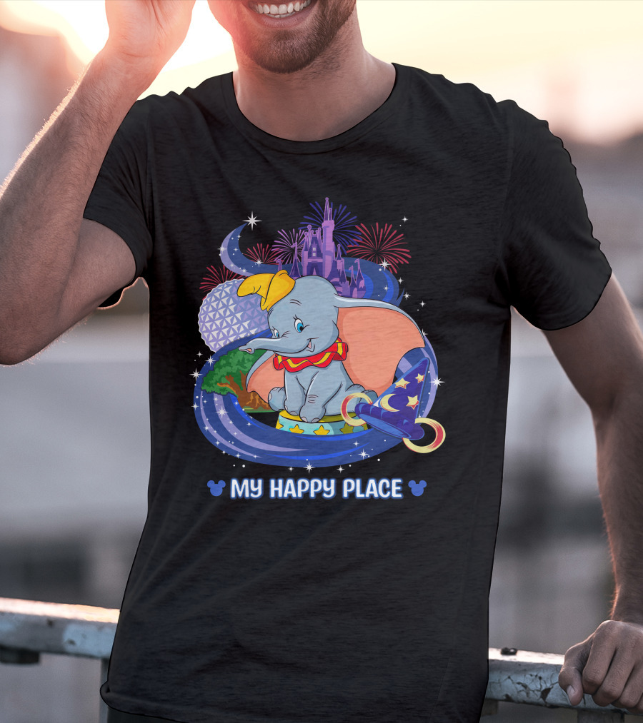 My Happy Place Dumbo Castle Magic Hat Icons T-Shirt