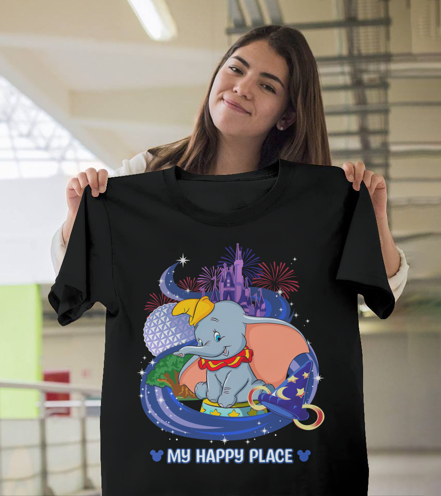 My Happy Place Dumbo Castle Magic Hat Icons T-Shirt