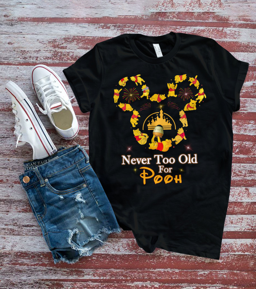 Never Too Old For Pooh Disney Castle Fireworks Celebration T-Shirt
