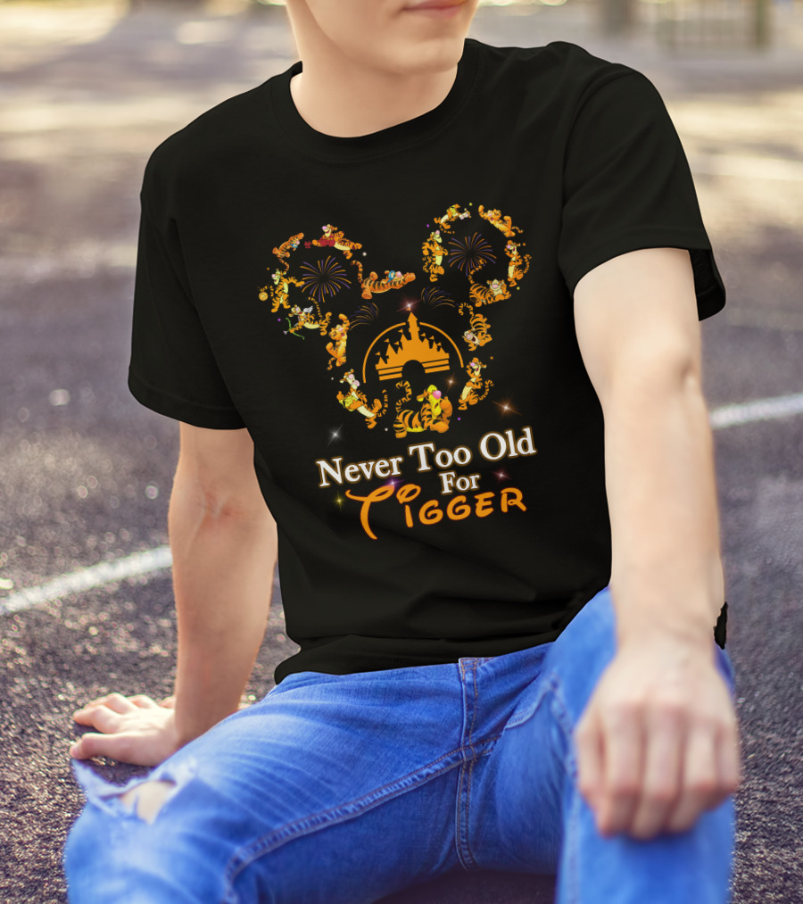 Never Too Old For Tigger Disney Fireworks Castle Mickey Head T-Shirt