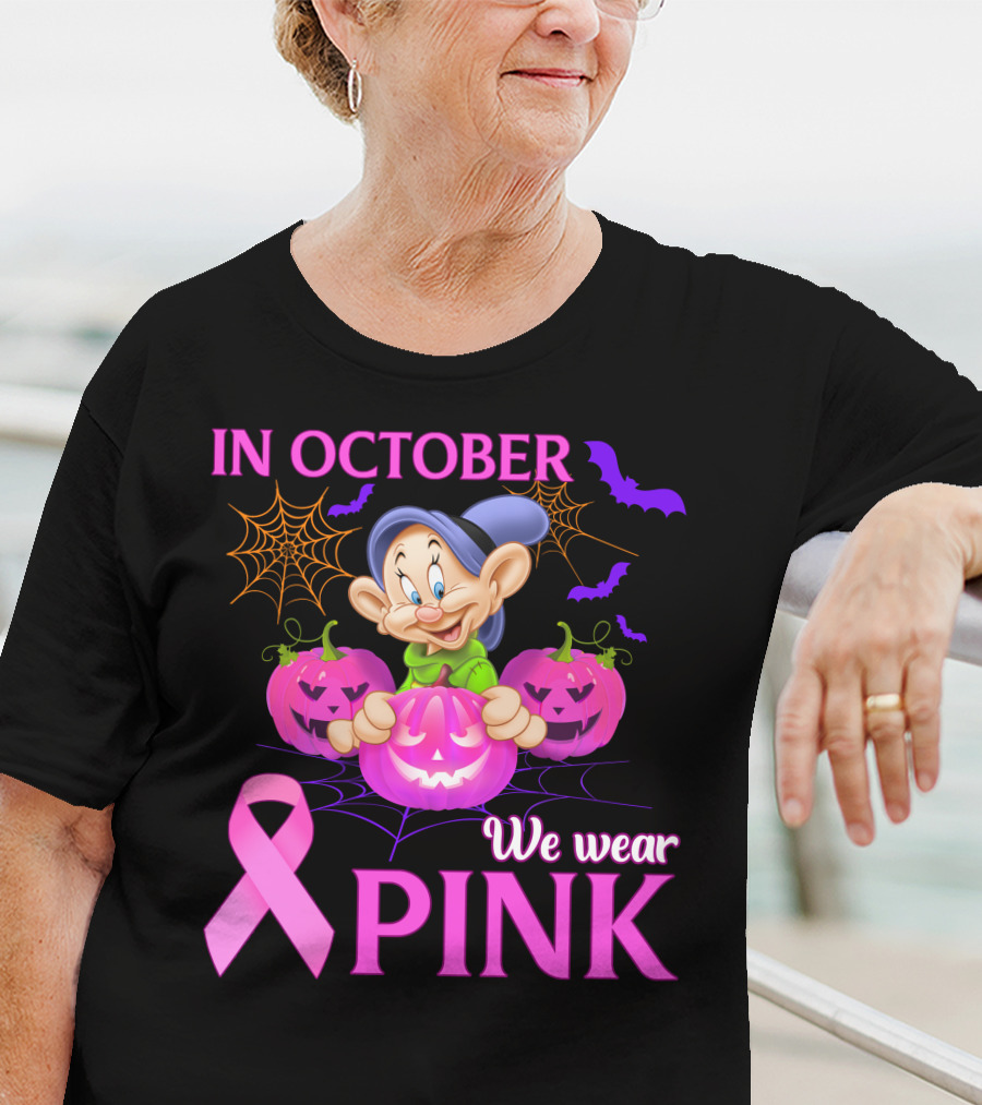 In October We Wear Pink Dopey Halloween Breast Cancer Awareness T-Shirt