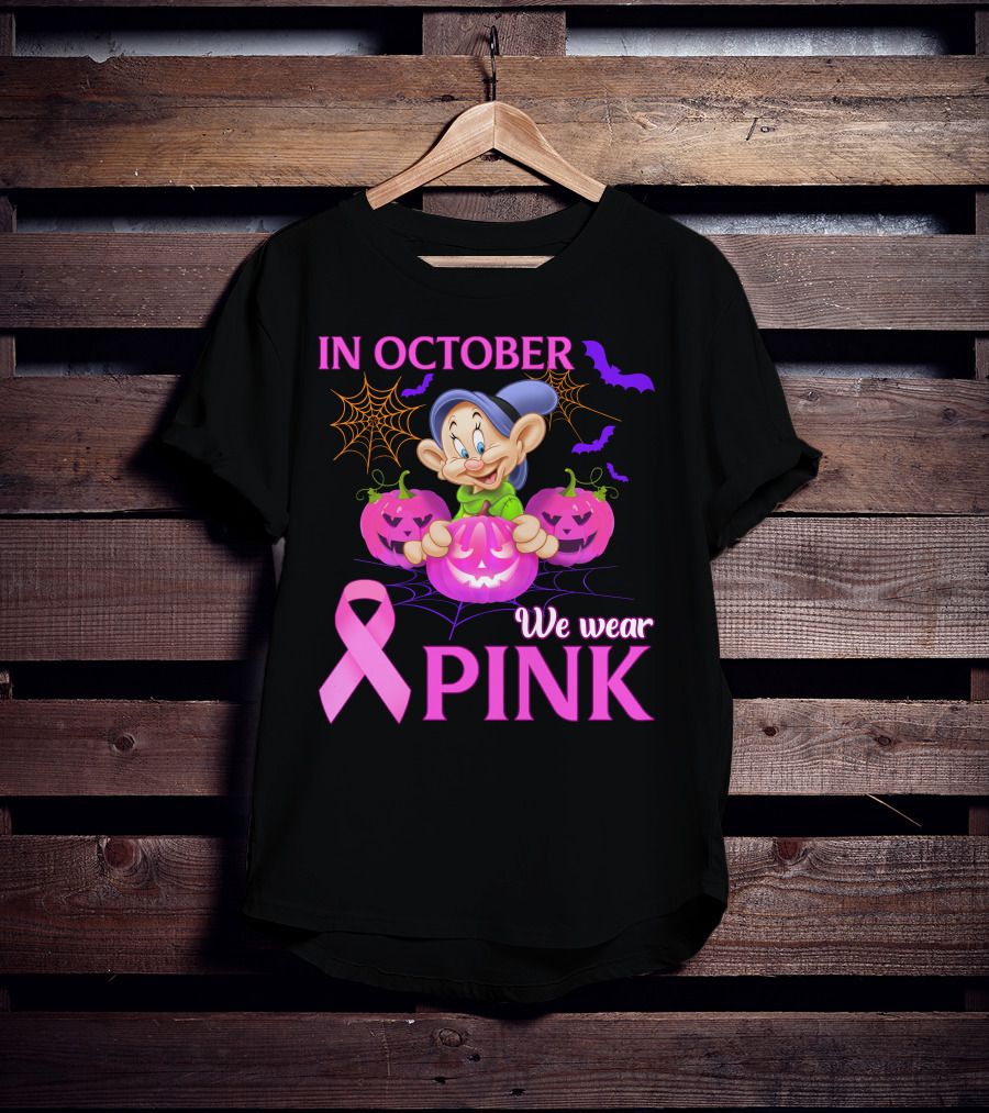 In October We Wear Pink Dopey Halloween Breast Cancer Awareness T-Shirt