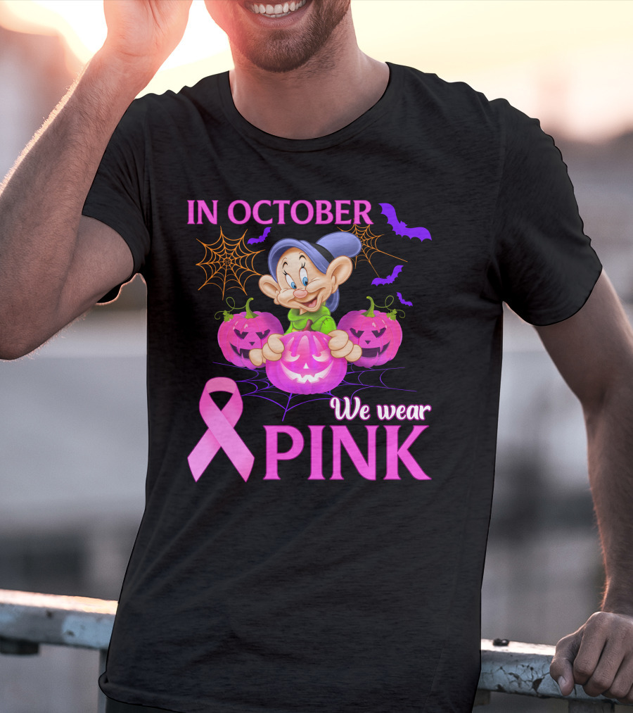 In October We Wear Pink Dopey Halloween Breast Cancer Awareness T-Shirt