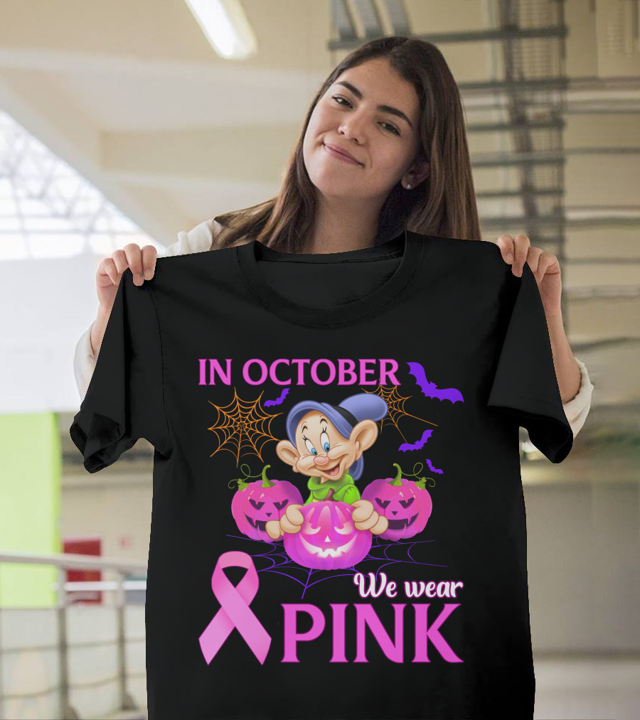 In October We Wear Pink Dopey Halloween Breast Cancer Awareness T-Shirt