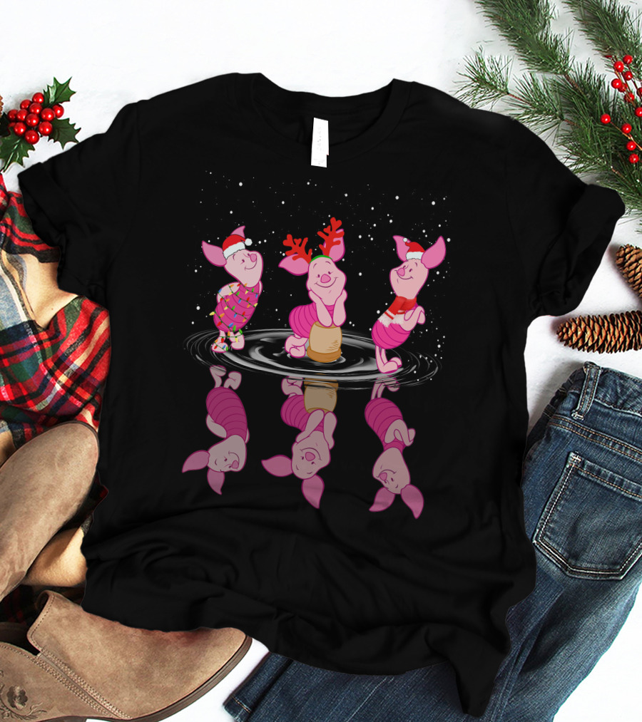 Piglet Festive Santa And Reindeer Dance T-Shirt