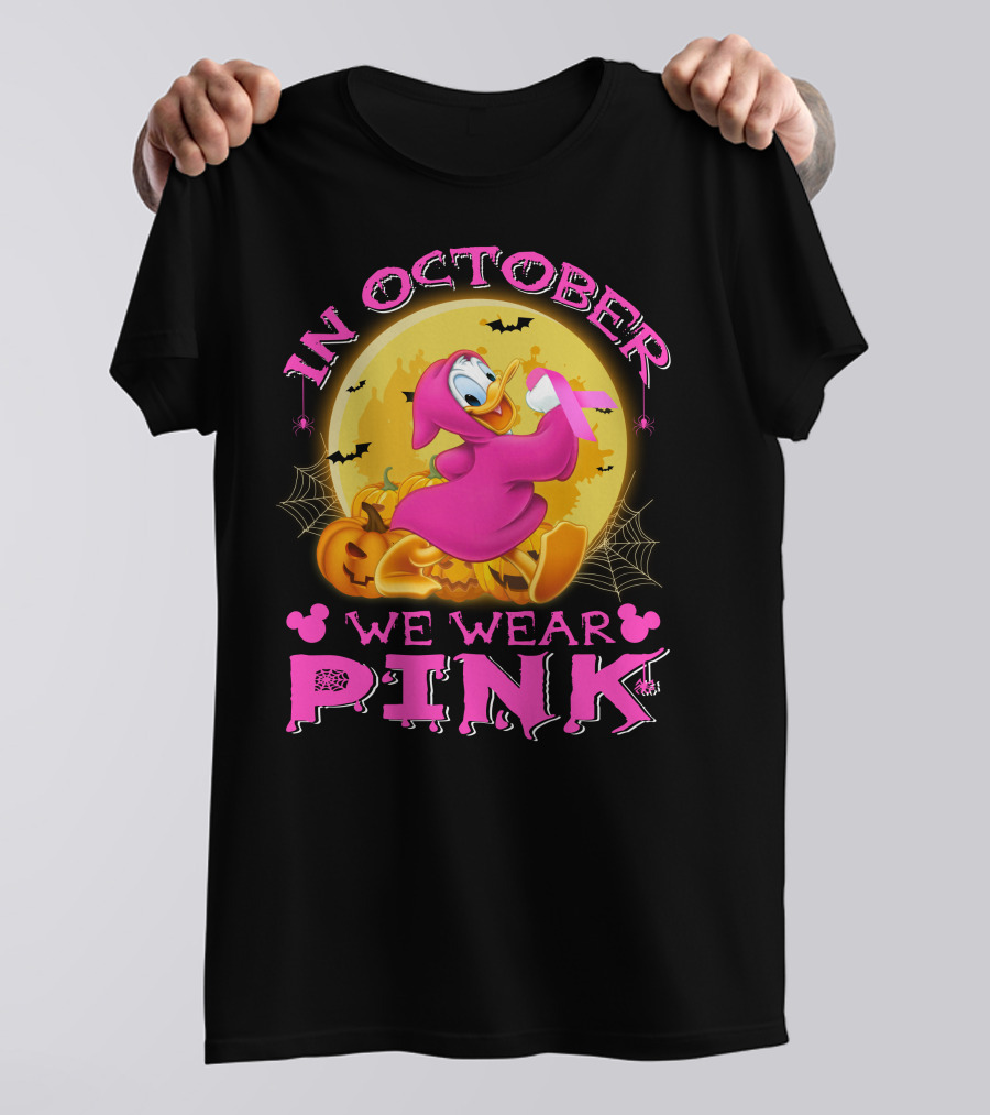 In October We Wear Pink Donald Duck Halloween T-Shirt