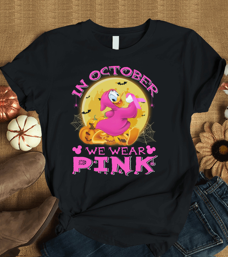 In October We Wear Pink Donald Duck Halloween T-Shirt