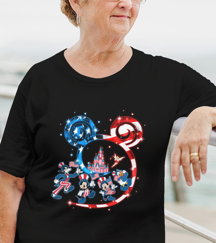 Mickey Mouse Patriotic Bling Donald Duck Goofy 4Th Of July Celebration T-Shirt