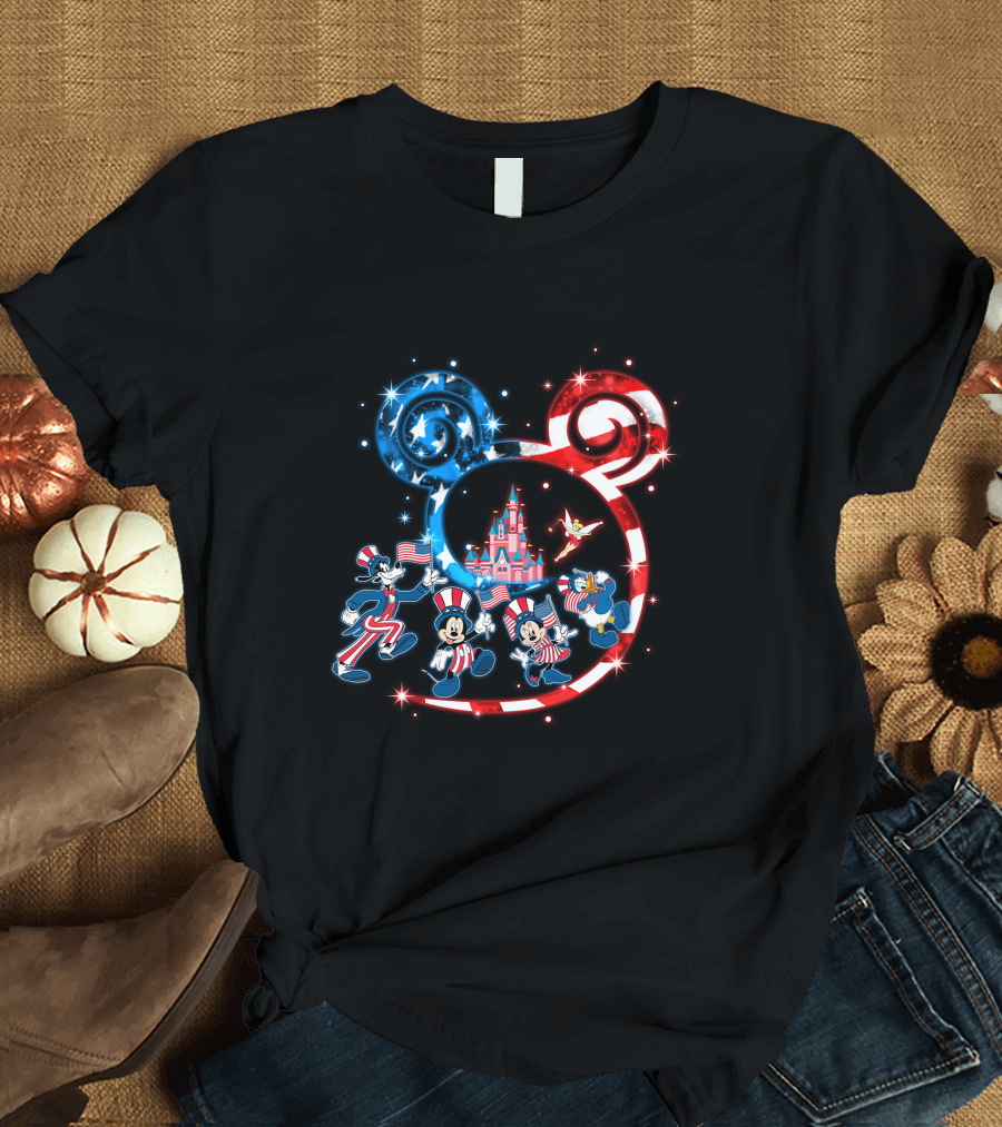 Mickey Mouse Patriotic Bling Donald Duck Goofy 4Th Of July Celebration T-Shirt