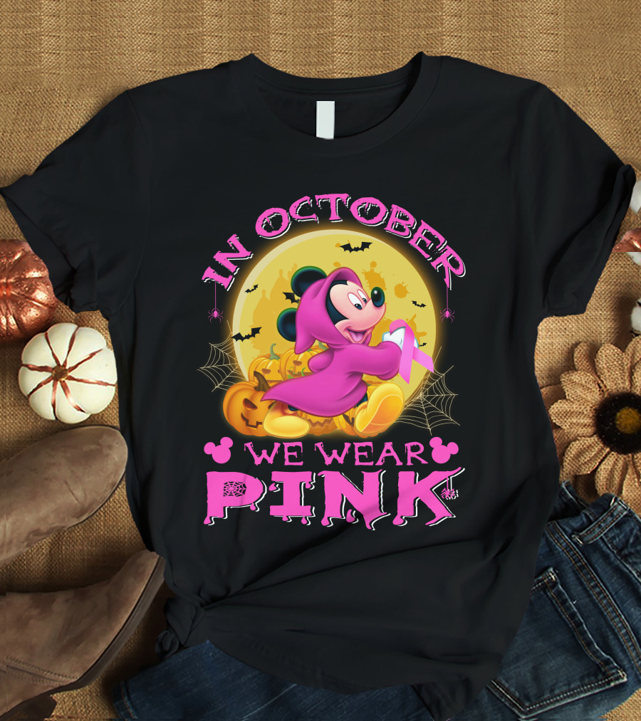 In October We Wear Pink Mickey Halloween T-Shirt